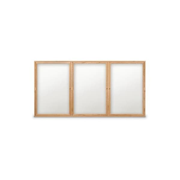72"x36" 2-Door Wet/Dry Erase, White Porcelain/Walnut Frame